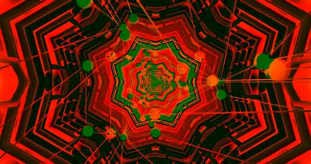 Red Green Neon Mandala VJ Loop | Hypnotic Geometric Screensaver 4K